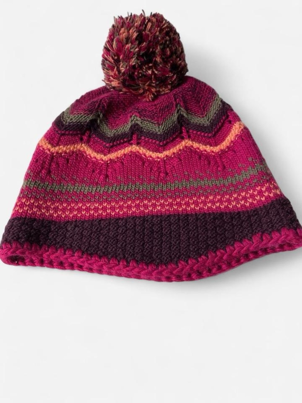 Smartwool Women's Pom-Pom Beanie - Fuchsia, Plum & Orange Marino wool blend